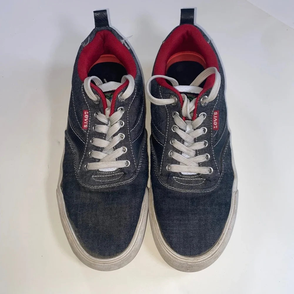 Levis‎ Mens 51935202A Denim Low Top Sneakers Navy Blue Red Size 8.5 US